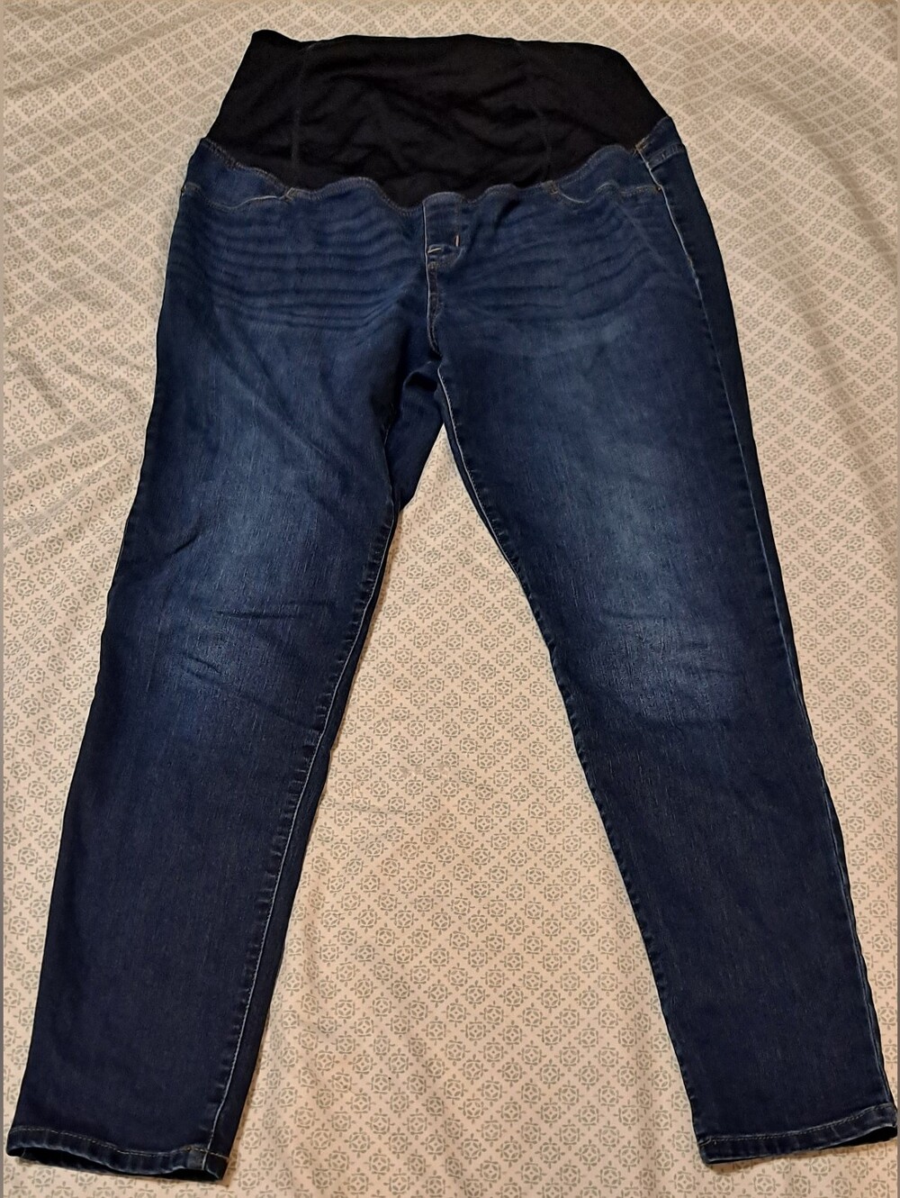 Isabel Maternity Dark Blue Stretch Jeans with Black Panel Sz 12/31R